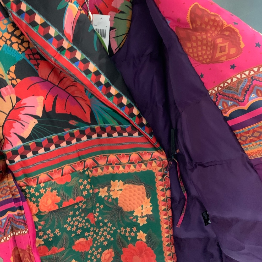 Farm Rio Mixed Scarves Kimono Puffer - Picture 13 of 16